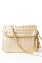 Francesca Inchess Woven Flap Over Tote - Gold
