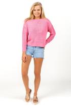 Francesca's Reena Cable Sleeve Sweater Top - Blush