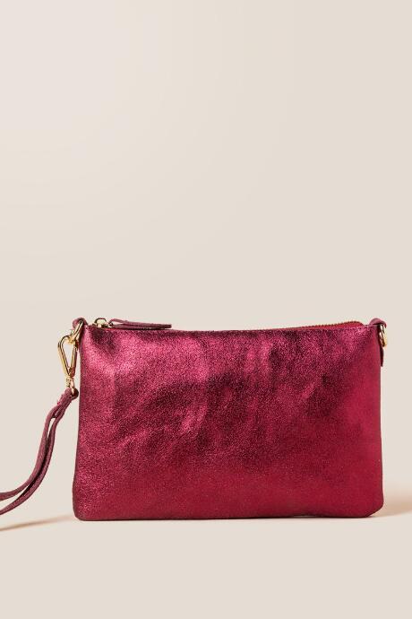 Francesca's Chloe Metallic Clutch - Burgundy