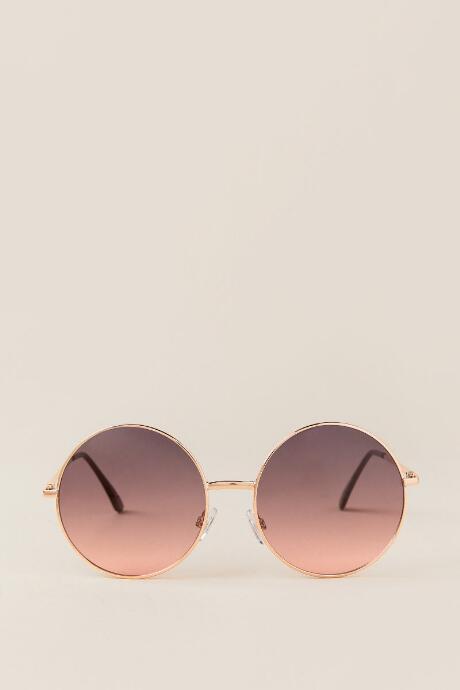 Francesca's Marama Oversized Round Sunglasses - Gold