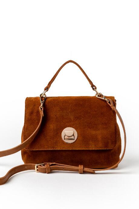 Francesca's Sheila Suede Satchel Purse - Tan