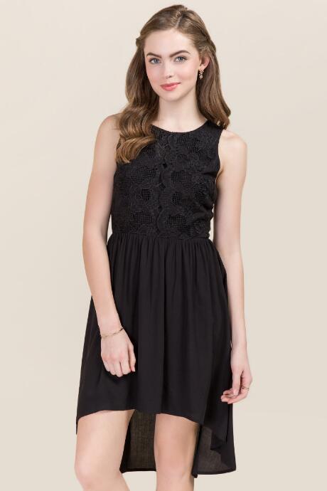 Francesca's Palmer Lace Open Back Dress - Black