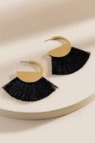 Francesca's Imani Tasseled Fan Hoop Earrings - Black