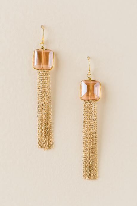 Francesca's Eva Metal Tassel Earring - Blush