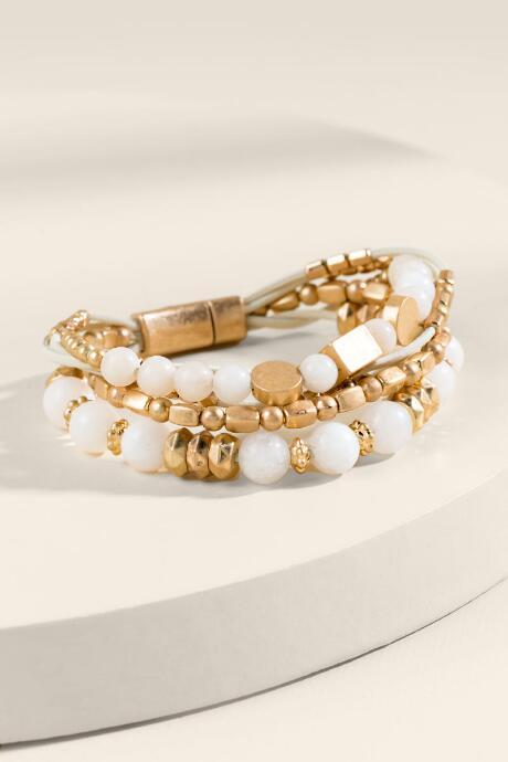 Francesca's Alivia Beaded Wrap Bracelet - Taupe