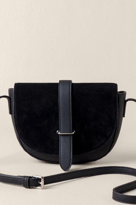 Francesca Inchess Demi Suede Leather Crossbody In Black - Black