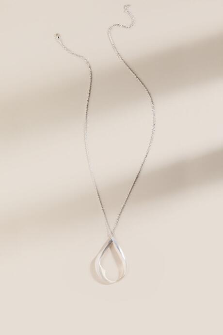 Francesca's Ariel Open Teardrop Pendant Necklace - Silver