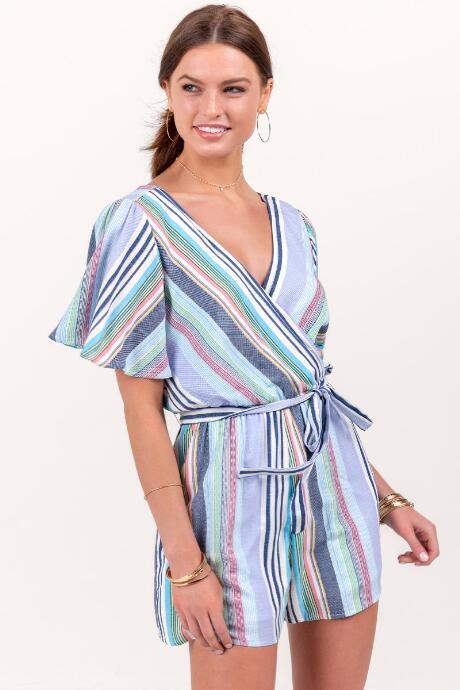 Francesca's Sophie Striped Romper - Multi