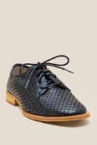Francesca Inchess Leah Perforated Lace Up Loafer - Black