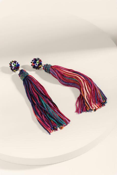 Francesca's Mia Tasseled Sequin Post Drop Earrings - Multi