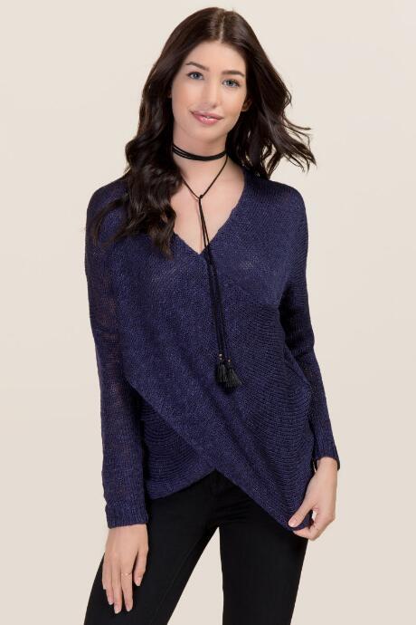 Mi Ami Ally Draped Surplus Sweater - Navy