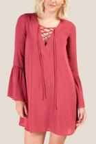 Francesca Inchess Mina Lattice Shift Dress - Burgundy