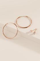 Francesca's Kris Hoop And Stud Earring Set - Rose/gold