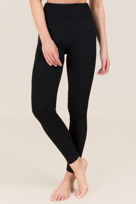 Francesca's Chevron Textured Basic Legging - Black
