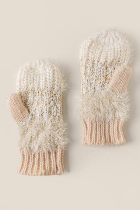 Francesca Inchess Dolly Eyelash Mixed Knit Mitten - Heather Oat