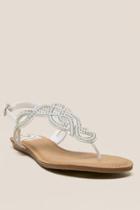 Fergalicious Supra Embellished T-strap Sandal - White