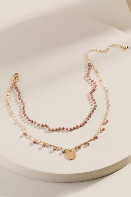 Francesca's Marlowe Beaded Layered Choker - Purple