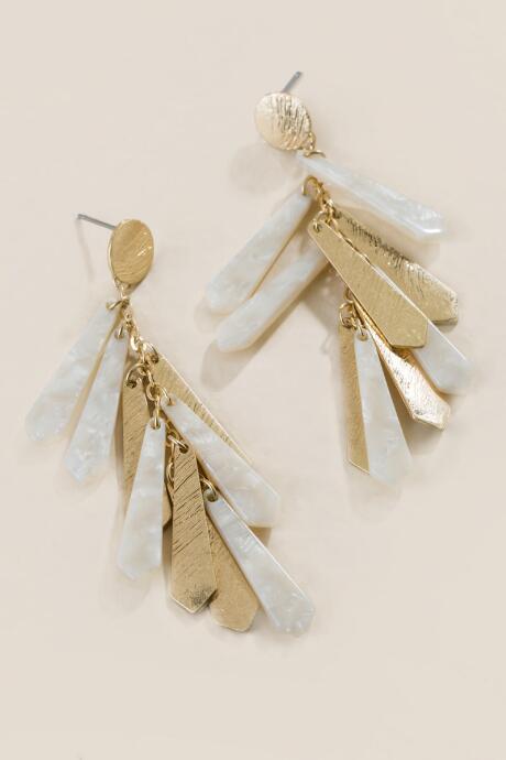Francesca's Evelyn Marbled Resin Linear Earrings - White