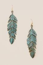 Francesca's Bekka Patina Feather Earrings - Turquoise