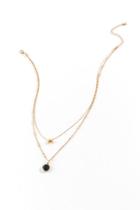 Francesca's Fiona Crescent Layered Necklace - Black