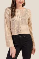 Francesca Inchess Averi Patchwork Pullover Sweater - Sand