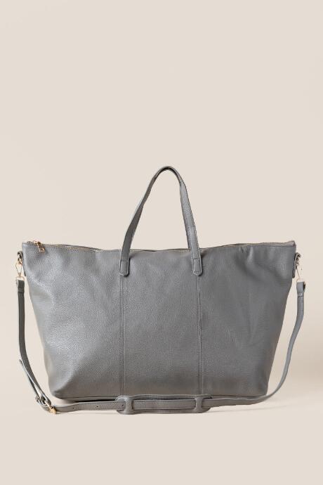 Francesca's Jill Vegan Leather Weekender In Gray - Gray