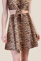 Francesca's Tasha Leopard Skater Skirt - Sand