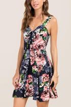 Francesca Inchess Nora Floral Bow Front Knit Dress - Navy