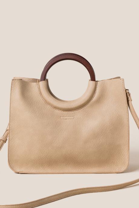 Francesca's Betty Wood Handle Mini Tote - Natural
