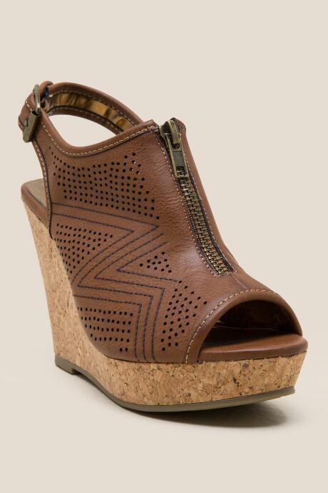 Francesca Inchess Carmelina Cork Platform Wedge - Cognac