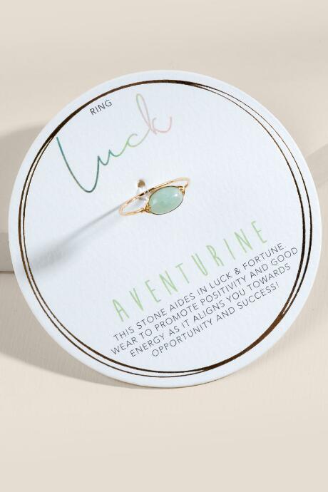 Francesca's Vivian Aventurine Luck Ring - Mint