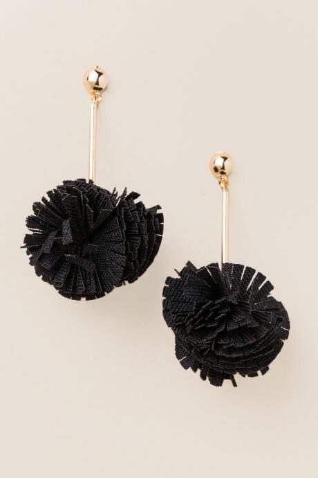 Francesca's Edwina Linear Poof Drop Earring In Black - Black