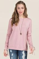 Sweet Claire Inc. Brynlee Ruche Sleeve Sweatshirt - Mauve