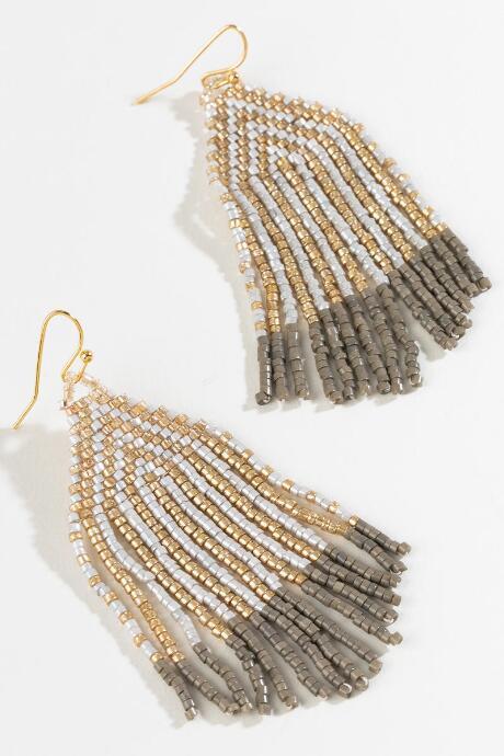 Francesca's Molly Beaded Triangle Linear Earrings - Gray