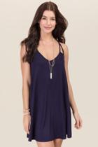 Francesca's Emilia Lattice Back Shift Dress - Navy