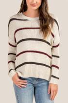 Francesca's Terry Multi Stripe Sweater - Taupe