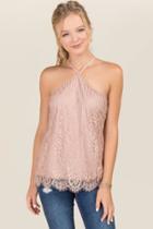 Blue Rain Robyn Y Neck Lace Tank - Rose