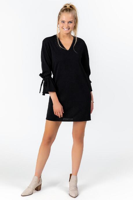 Francesca's Rory Tie Sleeve Dress - Black