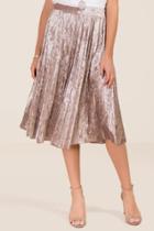 Miami Darla Pleated Crushed Velvet Midi Skirt - Silver