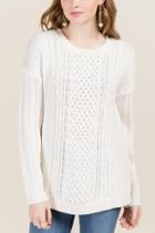 Francesca's Catherine Pearl Cable Knit Sweater - Ivory