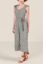 Francesca's Savannah Floral Jumpsuit - Baby Blue
