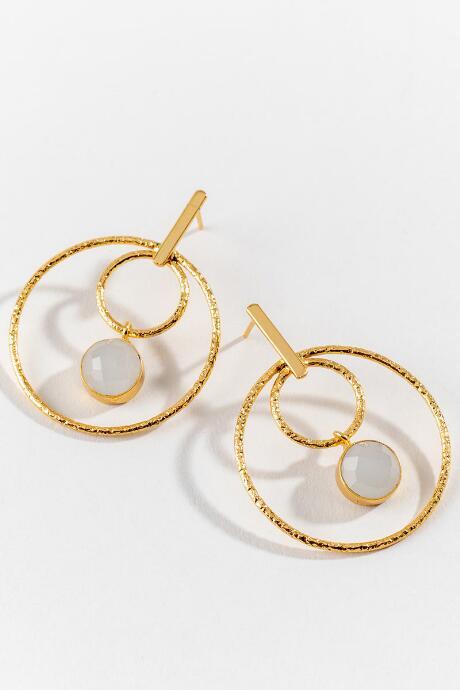 Francesca's Josie Textured Circle Drop Earrings - Champagne