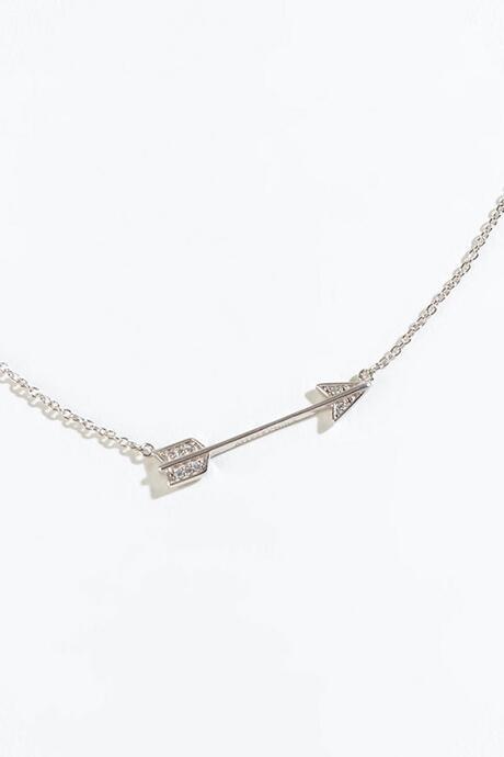 Francesca's Eva Cz Arrow Bar Necklace - Silver