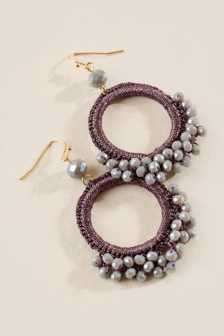 Francesca's Julie Embellished Hoop Earrings - Taupe