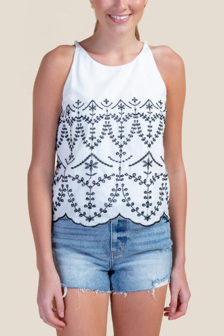 Francesca's Camden Eyelet Tank Top - White