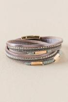 Francesca's Isla Leather Magnetic Wrap Bracelet - Gray