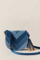 Francesca's Carrie Chevron Denim Crossbody - Light Blue