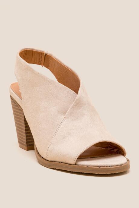 L4l Zena Peep Toe Studded Shootie - Beige