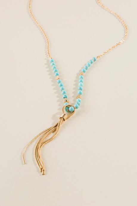 Francesca's Melinda Turquoise Tassel Pendant - Turquoise