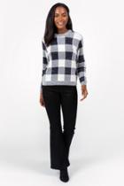 Francesca's Shay Buffalo Checker Sweater - Black/white